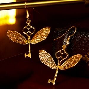 Harry Potter Gold Flying Key Earrings